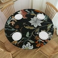 thumbnail image 1 of WYYP Flowers Lace Black Background Round Tablecloth 100% Polyester Waterproof Resistant Fabric White, 1 of 8