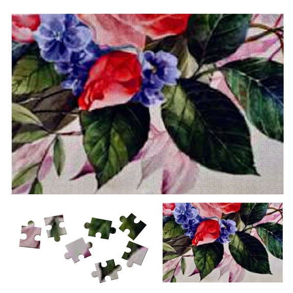 WYYP Flowers Leaves Red Rose Wooden Jigsaw Puzzle Challenging Difficult Wood Puzzles for Adults Gift for Family Friends 1000 PCS