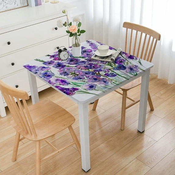 WYYP Flowers Square Tablecloth with Elastic Edge 100% Polyester Fiber 52*52