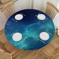 thumbnail image 1 of WYYP Galaxy Stars Clouds Round Tablecloth Waterproof Resistant Fabric 100% Polyester Fiber with Elastic Edge White, 1 of 8