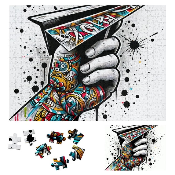 WYYP Graffiti Letters Shapes Patterns Wooden Puzzle Challenging Difficult Puzzles for Adults 500 PCS