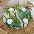 thumbnail image 1 of WYYP Green Leaves Round Tablecloth Waterproof 100% Polyester Fiber Washable for Home Kitchen Outdoor Decoration White, 1 of 8