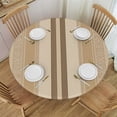 thumbnail image 1 of WYYP  Hand-Painted Elastic Round Tablecloth Line Geometry Brown Stripe Fitted Tablecloths for Round Table Oil-Proof Waterproof Table Cloth White, 1 of 7
