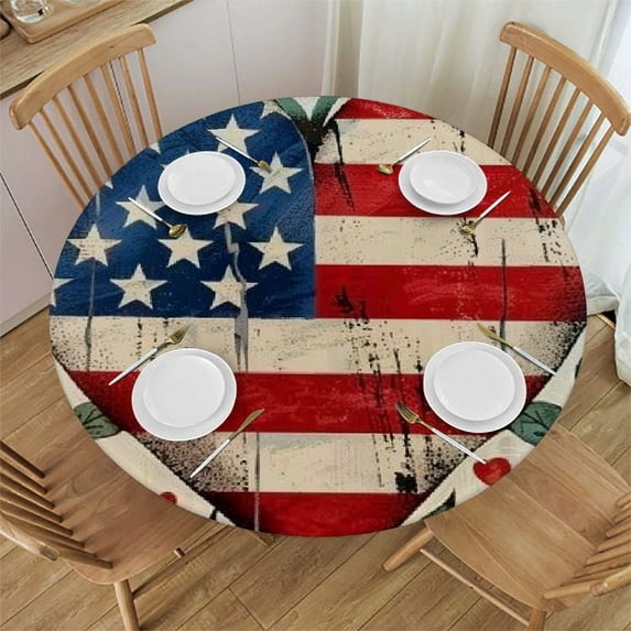 WYYP Heart Leaves Americo Makk Round Tablecloth 100% Polyester Fiber Table Cloth White
