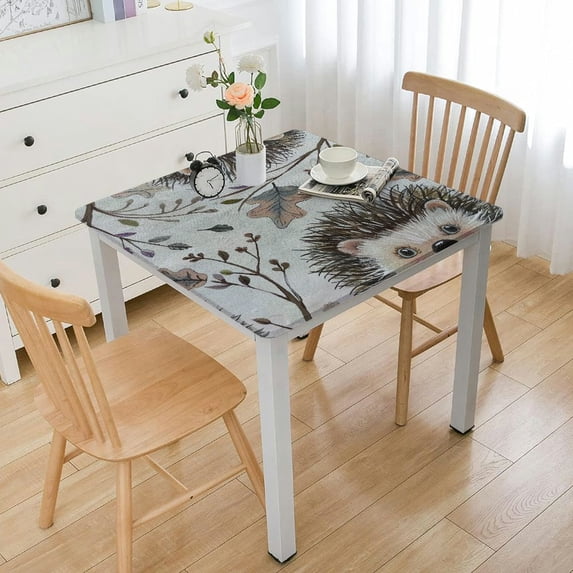 WYYP Hedgehog Leaves Square Tablecloth 100% Polyester Fiber 52*52