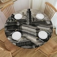 thumbnail image 1 of WYYP Historical European Architecture Round Tablecloth 100% Polyester Outdoor Fitted White, 1 of 8