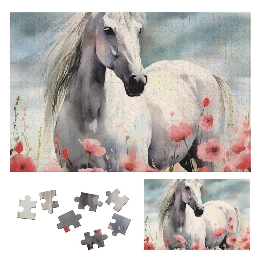 WYYP Horse, Flowers, Sky Wooden Jigsaw Puzzle for Adults 1000 PCS ...