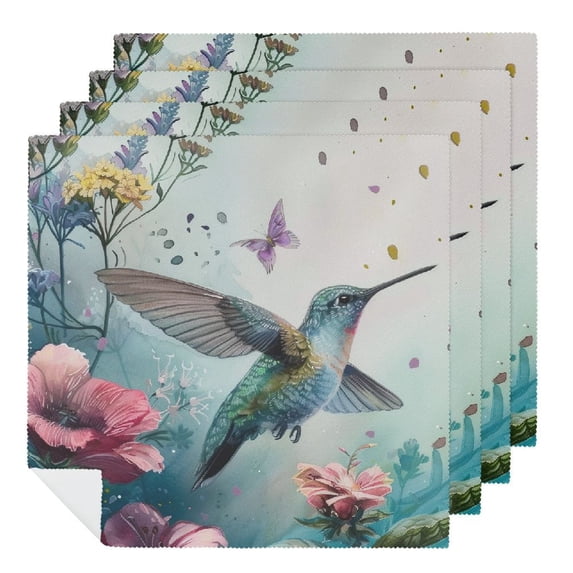WYYP Hummingbird Flowers Vibrant Polyester Dinner Napkin for Dining Table Kitchen Daily Party Housewarming Farmhouse Decor Home Decor 2 PCS