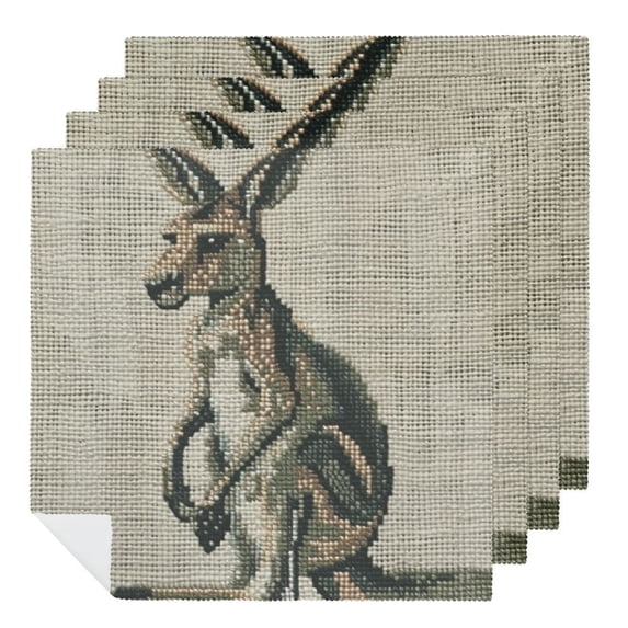 WYYP Kangaroo Polyester Cloth Napkins for Farmhouse Party Dining Table Decor Reusable 4 PCS