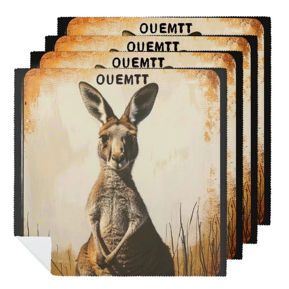 WYYP Kangaroo Polyester Dinner Napkin for Dining Table Kitchen Daily Party Housewarming Farmhouse Decor Home Decor 2 PCS