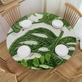 thumbnail image 1 of WYYP Leaf Pattern Round Tablecloth Waterproof Resistant Fabric 100% Polyester Fiber White, 1 of 8