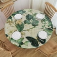 thumbnail image 1 of WYYP Leaves Butterflies Floral Pattern Round Tablecloth Outdoor Fitted 100% Polyester Fiber with Elastic Edge White, 1 of 8