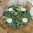thumbnail image 1 of WYYP Leaves Flowers Floral Pattern Round Tablecloth 100% Polyester Fiber for Picnic Dining Kitchen Farmhouse White, 1 of 8