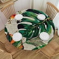 thumbnail image 1 of WYYP Leaves Flowers Tropical Style Round Tablecloth Outdoor Fitted 100% Polyester Fiber Washable for Home Kitchen Outdoor Decoration White, 1 of 8