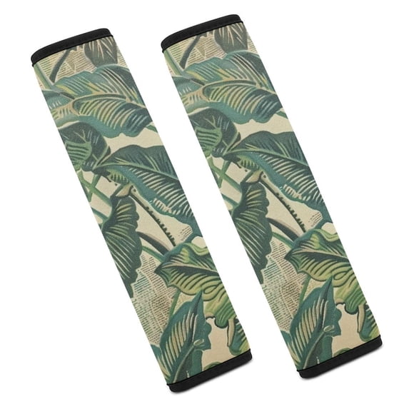 WYYP Leaves Wallpaper Vintage Car Seat Belt Pad Cover Car Interior Decor 2Pcs