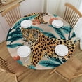 thumbnail image 1 of WYYP Leopard Pattern Round Table Cover 100% Polyester Fiber Waterproof White, 1 of 8