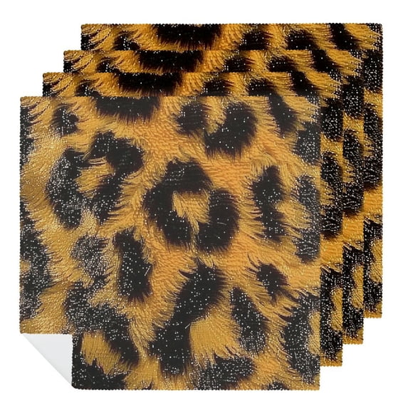 WYYP Leopard Print Polyester Cloth Napkins for Party Dinner Decoration 6 PCS