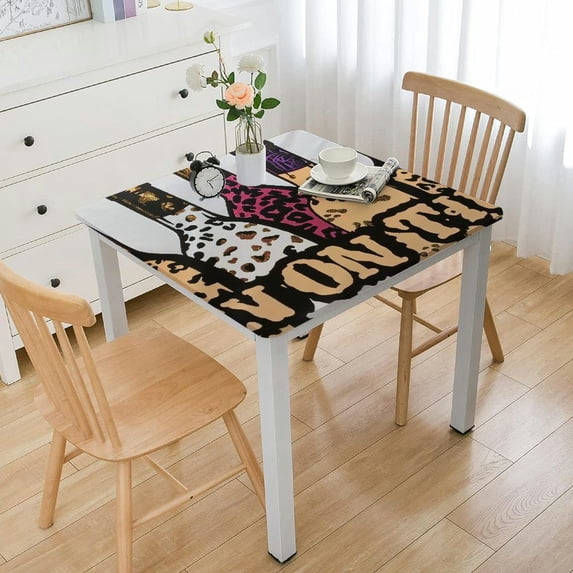 WYYP Leopard Print Square Tablecloth Full Width Single-Sided Printing 100% Polyester Fiber 52*52