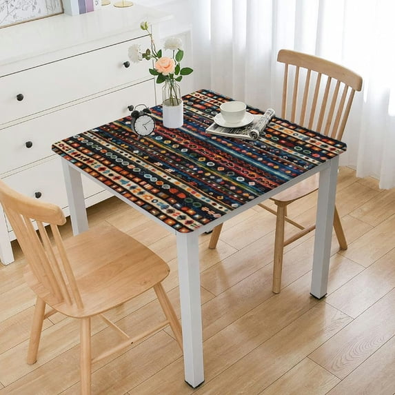 WYYP Lines Dots Pattern Square Table Cover 100% Polyester Fiber 36*36