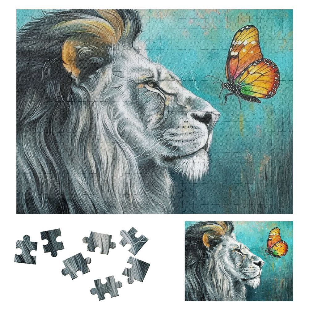 WYYP Lion Butterfly Pop Surrealism Wooden Jigsaw Puzzle for Adults and ...