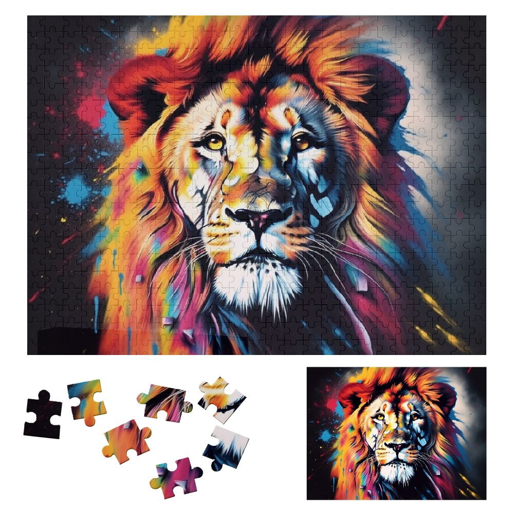 WYYP Lion Colorful Mane Wooden Jigsaw Puzzle for Adults and Kids 500 ...
