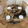 thumbnail image 1 of WYYP Lion, Cub, Poem Lion, Cub, Poem Round Tablecloth 100% Polyester Fiber Table Cloth White, 1 of 8