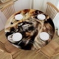 thumbnail image 1 of WYYP Lion Lion Round Tablecloth Waterproof 100% Polyester Fiber Table Cloth White, 1 of 8