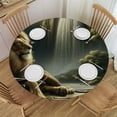 thumbnail image 1 of WYYP Lion Resting on near Waterfall Outdoor Picnic Camping and Indoor Kitchen Dining Party 100% Polyester Fiber Tablecloth White, 1 of 8