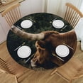 thumbnail image 1 of WYYP Long Horn Steer, Grass, Trees Round Tablecloth - Washable for Home Kitchen Outdoor Decoration - 100% Polyester Fiber - Outdoor Picnic Camping and Indoor Kitchen Dining Party White, 1 of 8