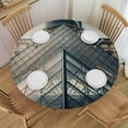 thumbnail image 1 of WYYP Louvre Pyramid Round Tablecloth with Elastic Edge 100% Polyester Fiber Washable for Home Kitchen Outdoor Decoration White, 1 of 8