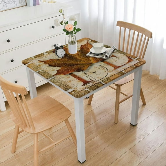 WYYP Love Letters Rustic Square Tablecloth Waterproof Resistant Fabric 100% Polyester Fiber 46*46