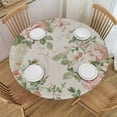 thumbnail image 1 of WYYP Lovely Rose Vintage Red and White Roses Delicate Pattern Waterproof Resistant Fabric Round Tablecloth White, 1 of 8