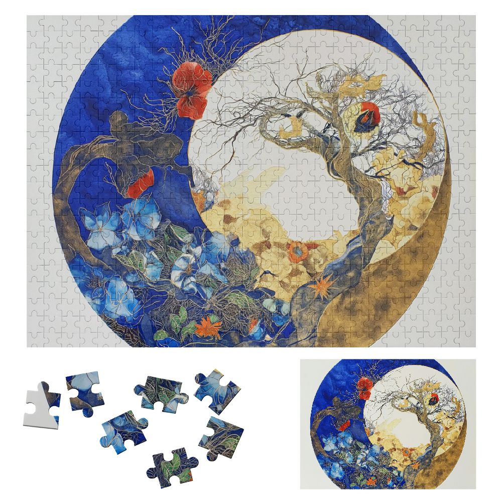 WYYP Marble Blue Gold Design Wooden Puzzle Game Toy Gift for Family ...