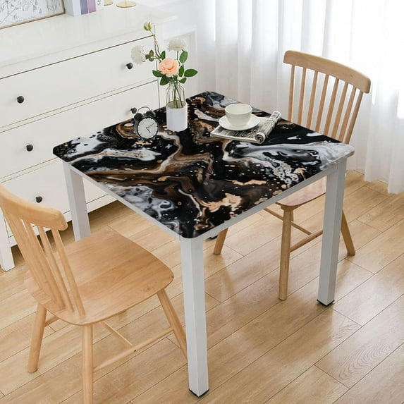 WYYP Marble Pattern Abstract Brush Strokes Square Tablecloth Washable for Home Kitchen Outdoor Decoration 100% Polyester Fiber 46*46