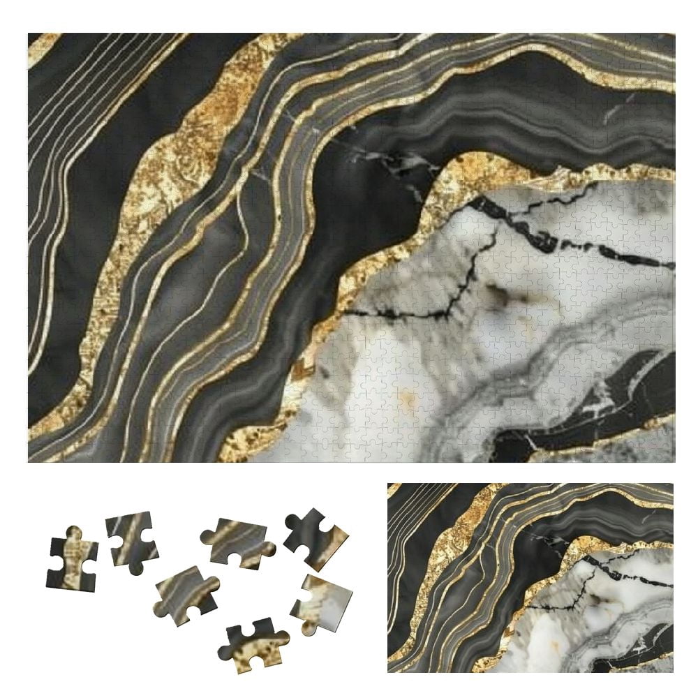 WYYP Marble Swirl Gold Wooden Puzzle for Adults and Kids Challenging ...