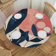 thumbnail image 1 of WYYP  Mid Century Boho Elastic Round Tablecloth, Minimalist Geometric Abstract Plant Fitted Tablecloths for Round Table Oil-Proof Waterproof Table Cloth White, 1 of 7