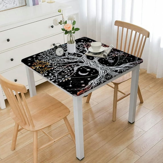 WYYP Moon Stars Psychedelic Art Square Table Cloth 100% Polyester Fiber 40*40
