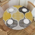 thumbnail image 1 of WYYP  Moroccan Geometric Elastic Round Tablecloth, Retro Yellow Gray Abstract Moroccan Pattern Fitted Tablecloths for Round Table Oil-Proof Waterproof Table Cloth White, 1 of 7