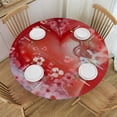 thumbnail image 1 of WYYP  Mother's Day Fitted Tablecloth Round, Spring Flowers Valentines's Elastic Edged Table Covers for Party Wedding Picnic,Red Heart Tablecloths White, 1 of 7