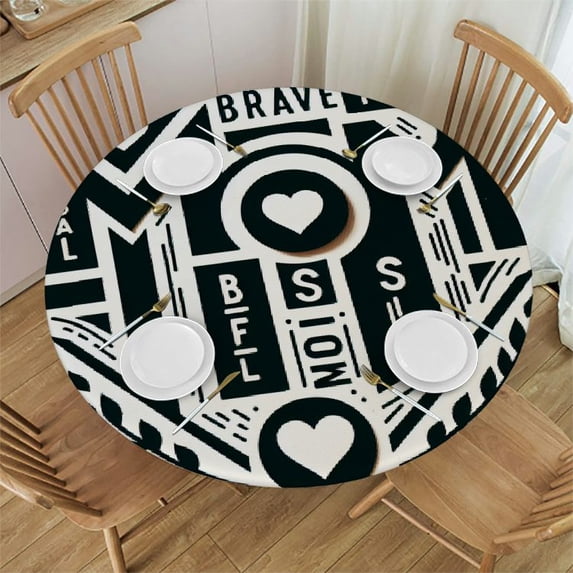 WYYP Motherhood Tribute Round Tablecloth 100% Polyester Fiber Great for Home Kitchen/Parties/Holiday Dinner White