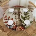 thumbnail image 1 of WYYP Mushroom Snail Folk Art Round Tablecloth 100% Polyester Fiber Waterproof White, 1 of 8