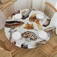 thumbnail image 1 of WYYP Mushrooms Pattern Round Table Cloth 100% Polyester Waterproof Resistant Fabric White, 1 of 8