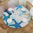 thumbnail image 1 of WYYP Nautical Coastal Tablecloth Round Rustic Blue Ocean Starfish Print Table Cloth Summer Sea Beach Decorative Table Cover with Resistant for Home Kitchen Dining Table Indoor Party Picnic 38-42, 1 of 8