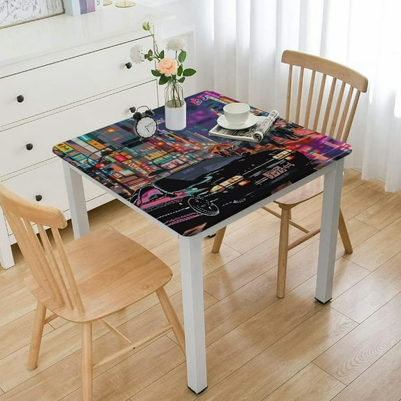 WYYP Neon Signs Square Tablecloth Waterproof 100% Polyester Fiber 40*40