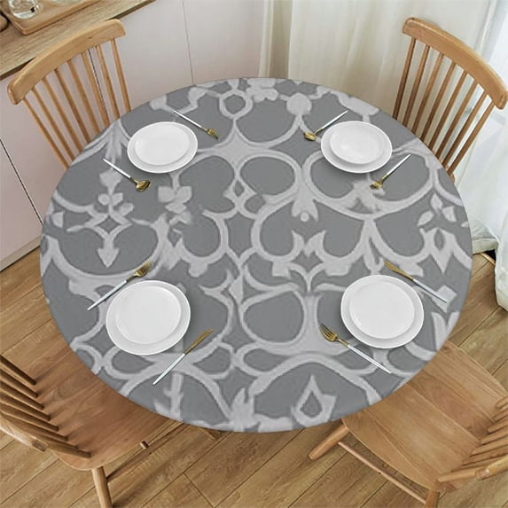 WYYP Oblong Polyester Large Size Tablecloth, Water Repellent Table Cover Geometric Pattern for Kitchen Tabletop Decoration, Heavyweight, Machine Washable, Light Grey White