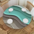 thumbnail image 1 of WYYP  Ombre Abstract Geometry Gradient Green to Brown Elastic Round Tablecloth, Fitted Tablecloths for Round Table Oil-Proof Waterproof Table Cloth White, 1 of 7