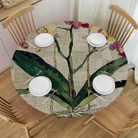 WYYP Orchid Orchid Round Tablecloth - Great for Home Kitchen/Parties/Holiday Dinner - 100% Polyester Fiber White