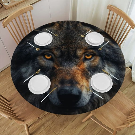 WYYP Outdoor Fitted Round Tablecloth, 100% Polyester Fiber, Outdoor Picnic Camping and Indoor Kitchen Dining Party, Multiple Sizes White
