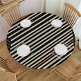 thumbnail image 1 of WYYP Outdoor Fitted Round Tablecloth Modern Neutral Abstract Boho Minimalist Line Canvas White, 1 of 8