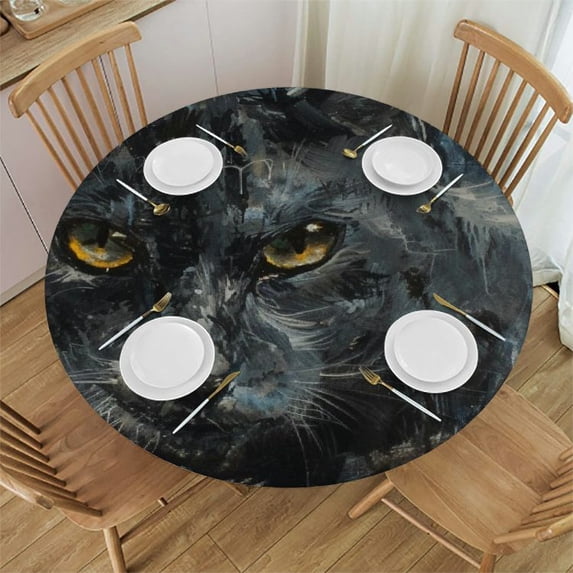 WYYP Outdoor Picnic Camping and Indoor Kitchen Dining Party Round Tablecloth 100% Polyester Fiber Washable for Home Kitchen Outdoor Decoration White